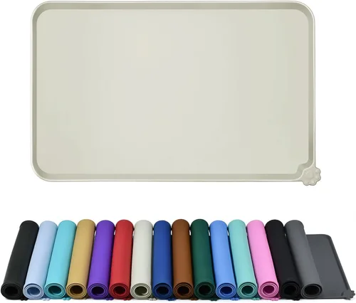 Miniatura 9 de Reopet Tapete de silicona para cuenco de perro y gato, antiadherente, para alimentos, impermeable, varios colores, tamaños y propósitos Gris