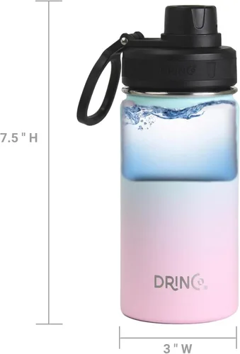 Miniatura 6 de Drinco - Botella de agua de acero inoxidable con boquilla, tapa aislada al vacío, botella de agua de doble pared, de boca ancha