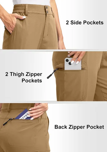Miniatura 5 de G Gradual Womens Hiking Pants with Zipper Pockets Convertible Lightweight Quick Dry Stretch Cargo Camping Pants