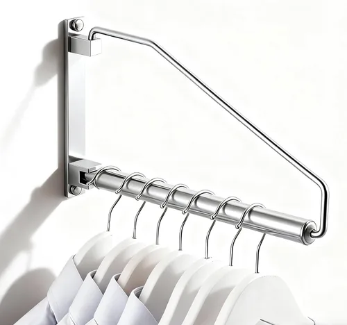 NEWRAIN Perchero para Ropa, Colgador de Ropa Montado en la Pared con Soporte de Brazo Giratorio de Latón, Estante Colgante de Secado Ahorrador de