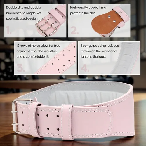 Miniatura 6 de Cinturón de levantamiento de pesas para mujer de 4 pulgadas de ancho, cinturón de levantamiento de pesas para gimnasio para mujer con soporte lumbar