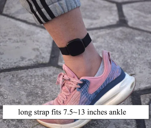 Miniatura 5 de Paquete de 2 bandas elásticas ajustables, muñequeras y tobilleras con deslizador de tres deslizamientos para Fitbit Sense 1/2 o Versa 3/4, bandas