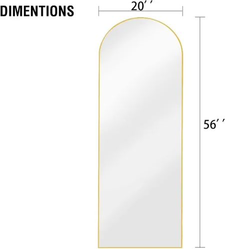 Miniatura 7 de OGCAU Espejo de suelo de longitud completa, 56 x 20 pulgadas, espejo de cuerpo completo con parte superior arqueada, para colgar o inclinarse