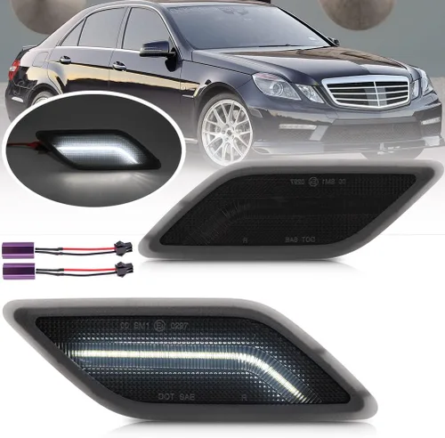 Miniatura 10 de Kits de luces indicadoras laterales LED con lentes ahumadas ámbar para Mercedes Benz W212 Clase E Pre-LCI E350 E550 E63 AMG 2010 2011 2012 2013