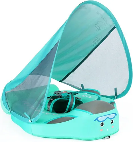Mambobaby - Flotador de natación para bebé con dosel, flotador sólido no inflable para bebé, toldo extraíble UPF 50+, material de tela suave y