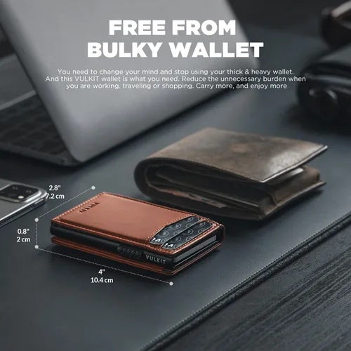 Miniatura 66 de VULKIT Billeteras delgadas para hombre, con bloqueo RFID, diseño minimalista con capacidad para hasta 11 tarjetas, Negro -, Minimalista