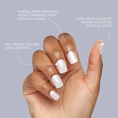 Miniatura 6 de KISS Gel Fantasy, uñas a presión, pegamento de uñas incluido, 'Aim High', negro, tamaño corto, forma cuadriculada, incluye 28 uñas, 0.07 onzas