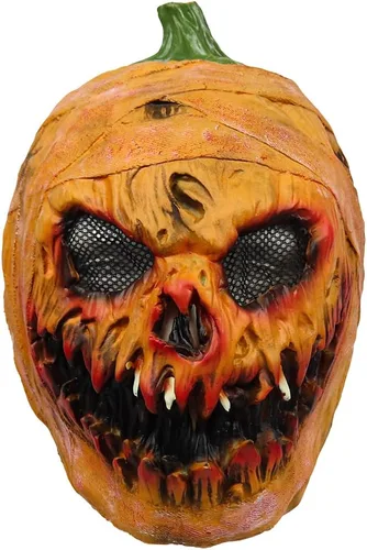 Máscara de calabaza de Halloween, máscara de monstruo de calabaza aterradora, máscara de látex de cabeza completa espeluznante para fiesta de