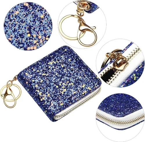 Miniatura 35 de GEEAD - Monedero pequeño con purpurina para mujer o niña, con anillo para llavero