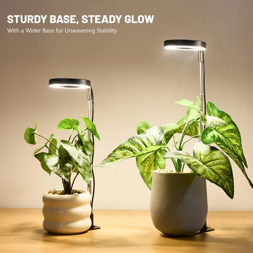 Miniatura 7 de LBW Luz de cultivo para plantas de interior, luz de cultivo de plantas de halo de espectro completo con base, lámpara de cultivo de plantas