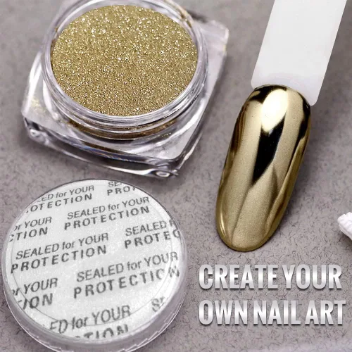 Miniatura 4 de Polvo de uñas cromado dorado y plateado – 4 tarros de sirena con purpurina efecto espejo brillante Aurora polvo para mujeres y niñas regalos