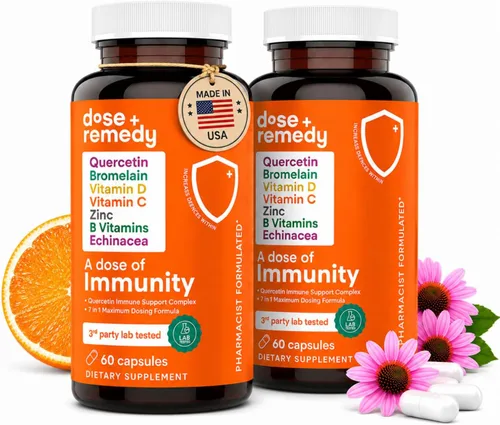Miniatura 9 de Una dosis de quercetina de inmunidad con vitamina C y zinc, vitamina D, 500 mg de quercetina bromelina con equinácea y vitaminas B, suplemento