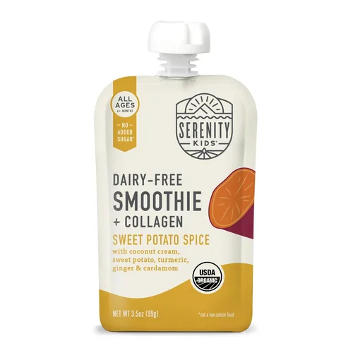 Serenity Kids Alimento para bebés sin lácteos sin lácteos, orgánico por la USDA, proteína de colágeno alimentada con pasto, bolsa de 3.5 onzas sin