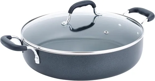 T-fal B36282 Sartén Antiadherente Profunda con Tapa para Uso Diario con Asas Ergonómicas que se Mantienen Frescas Utensilios de Cocina, 12 Pulgadas,