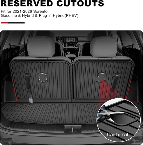 Miniatura 6 de Tapete de carga compatible con Kia Sorento 2021-2025 2026 Tapete de maletero con tapete para respaldo de asiento, TPE para todo tipo de clima