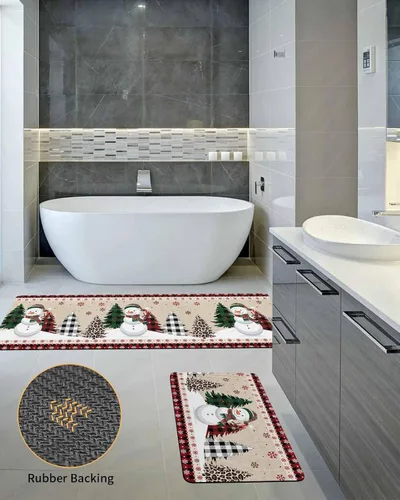 Miniatura 5 de Tapete de baño de Navidad para bañera, antideslizante, de secado rápido y absorbente, tierra de diatomeas, fregadero, dormitorio, cocina, lavable
