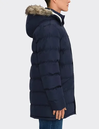 Miniatura 4 de Abrigos largos de invierno para hombre, cálidos, resistentes al agua, inflados, con capucha, cortavientos, aislados, chaquetas acolchadas Azul