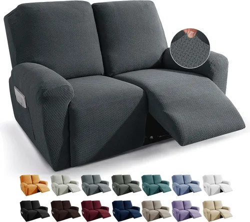 Miniatura 34 de JIVINER Fundas de sofá reclinable de 8 piezas, fundas elásticas de jacquard para sofá reclinable, fundas para sala de estar, protector suave de 3
