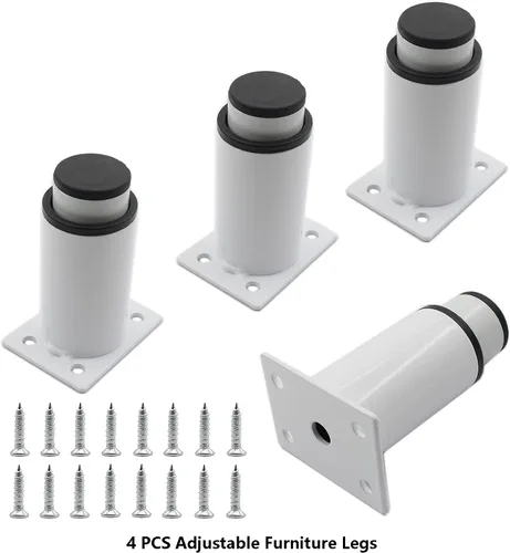 Miniatura 3 de Paquete de 4 patas ajustables para muebles, patas de soporte de acero inoxidable, patas de repuesto resistentes para sofá, mueble de TV, sofá, mesa