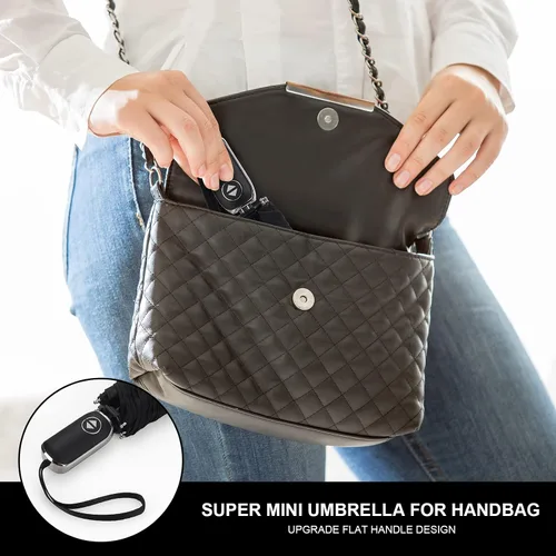 Miniatura 84 de LEAGERA Paraguas de viaje compacto para bolso, mango plano, impermeable para lluvia ligera
