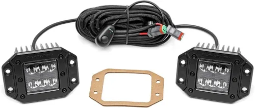 Rough Country, 70803BL barra de luces CREE LED cuadradas, color negro, accesorio para cualquier lugar donde se pueda montar, 2 pulgadas, 2 unidades.