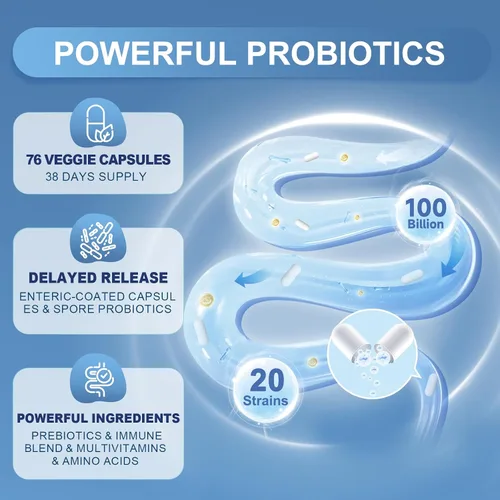 Miniatura 2 de Probióticos para mujeres y hombres para la salud digestiva con 100 mil millones de UFC, probióticos para mujeres y hombres para apoyo inmunológico