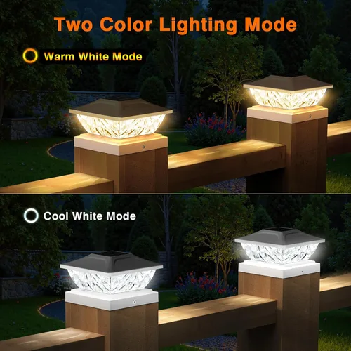 Miniatura 2 de Paquete de 4 luces solares para poste de 2 modos, luces solares brillantes para postes al aire libre, impermeables, luces de poste al aire libre