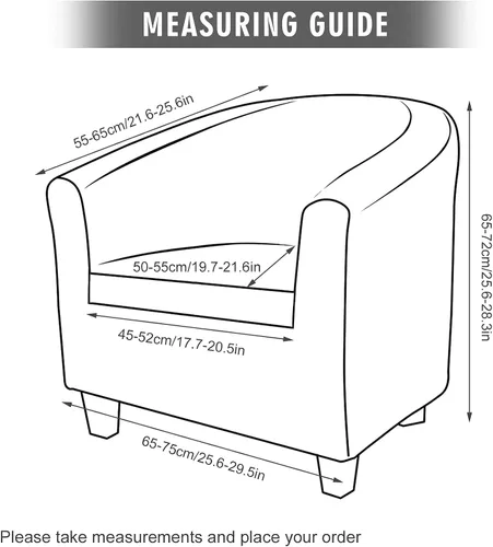 Miniatura 6 de MIFXIN Funda para Silla de Bañera de 2 Piezas de Terciopelo Tipo Barril Club con Funda de Cojín Elástica Suave Lavable Protector de Muebles de Beige