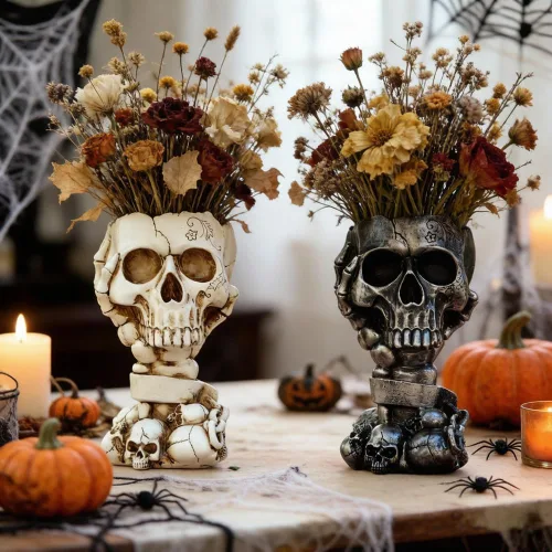Miniatura 2 de Maceta LovTocTic de Cráneo, Macetas Góticas para Decoraciones de Halloween Plantas de Interior/Exterior, Macetas de Flores Góticas, Macetas