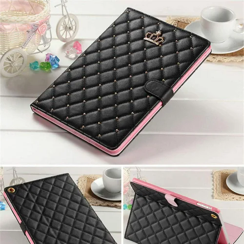 Miniatura 3 de Funda Linda con Corona para iPad Mini 7 (A17 Pro) 2024/Mini 6 2021, Cuero PU Brillante con Diamantes, Función Automática de Encendido/Apagar