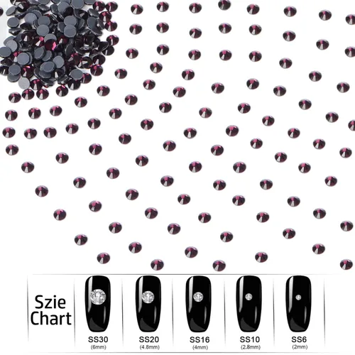 Miniatura 2 de LPBeads 10000 unidades de diamantes termoadhesivos SS6 amatista con parte trasera plana, gemas de diamantes de imitación de cristal redondas