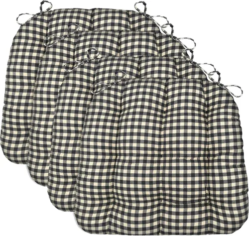 Miniatura 108 de Barnett Home Decor Ticking Stripe Berlin Blue - Almohadilla para silla de comedor con lazos, tamaño mediano 18, relleno de espuma de látex, lavable