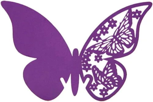 Miniatura 4 de AKOAK Papel perlado con diseño de mariposa, número de mesa, tarjeta de nombre, copa de vino, decoración de pared, calcomanías para decoración
