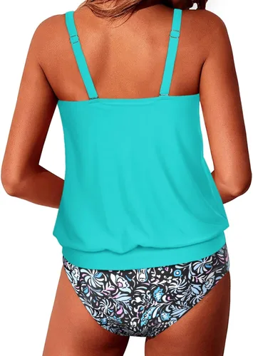 Miniatura 2 de Yonique - Trajes de baño tipo blusón, estilo tankini y de dos piezas, para mujer, diseño modesto y con ajuste holgado