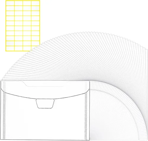 Miniatura 8 de Paquete de 60 sobres de plástico transparente de 5 x 7 pulgadas para efectivo, fotos, documentos de papel, almacenamiento de tarjetas, soporte