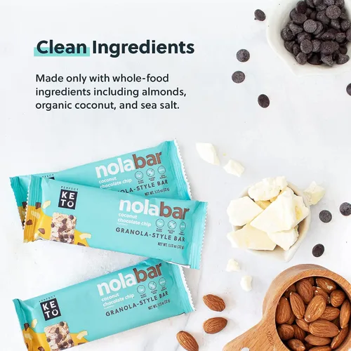 Miniatura 7 de Perfect Keto Barras Nola, sin gluten, barras de granola keto, bocadillos bajos en carbohidratos o barra de desayuno sin azúcar añadido, alimentos