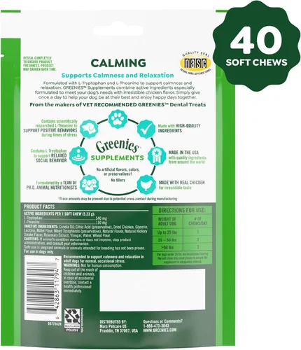 Miniatura 2 de Greenies Suplementos masticables calmantes para perros sabor a pollo, 7.3 oz. Contenedor de 40