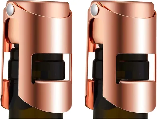 Miniatura 8 de HYZ Tapones para champán, paquete de 2, tapón de botella de vino espumoso de acero inoxidable con sello hermético de silicona pura, protector