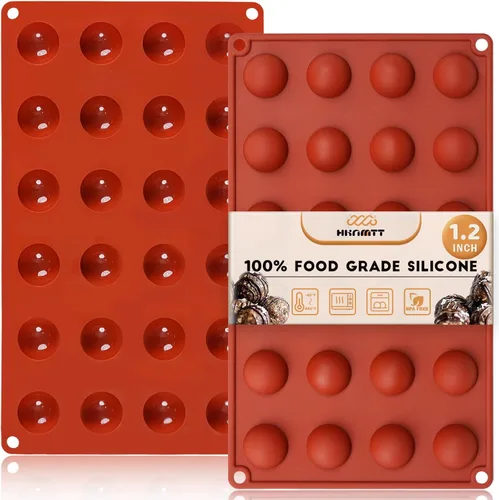 Miniatura 31 de Moldes de bomba de cacao para chocolate caliente, silicona hemisferio de 2.5 pulgadas, paquete de 3, molde semicircular, 6 cavidades, circular, sin