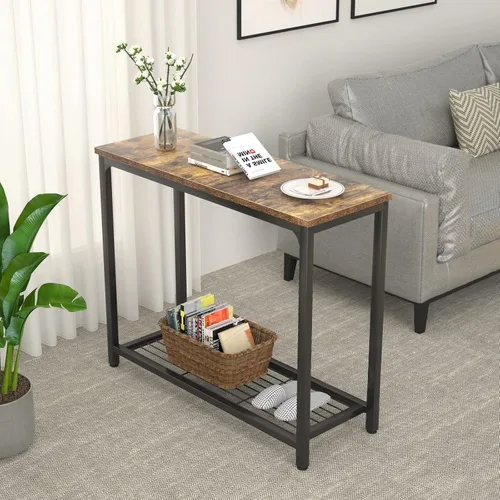 Miniatura 5 de Ecoprsio Mesa consola pequeña con estantes de malla, mesa de entrada de 2 niveles para entrada, pasillo delantero, pasillo, sofá, sala de estar
