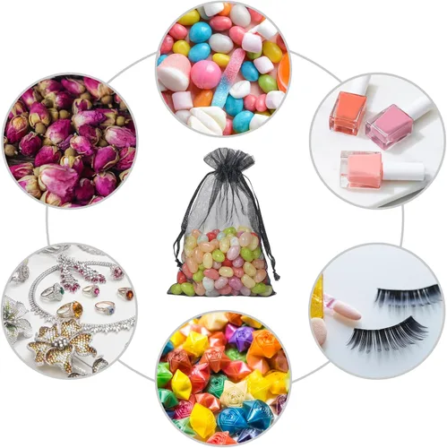 Miniatura 6 de Hopttreely 50 bolsas de organza - 4x4.72 pulgadas (10x12cm) bolsitas con cordón para joyería para bodas, fiestas, festivales y regalos