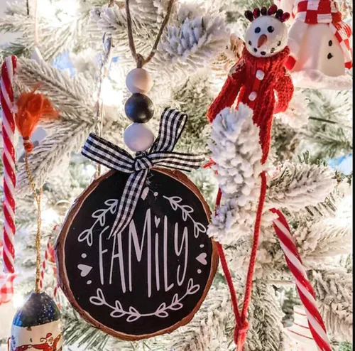 Miniatura 7 de Plantillas de Navidad para pintar en rodajas de madera, plantillas navideñas pequeñas de 3" para manualidades, plantilla navideña reutilizable