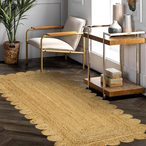 Miniatura 11 de GRUHUM Alfombra rectangular de yute de fibra natural, tejida a mano, estilo bohemio, reversible, respetuosa con el medio ambiente, trenzada, suave
