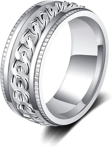 KOHOTA Anillos para ansiedad de acero inoxidable para mujeres y hombres, anillos de ansiedad, anillos giratorios para la ansiedad, alivio del