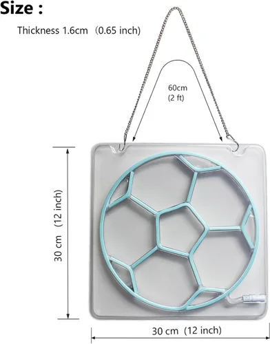 Miniatura 4 de Letrero de neón de fútbol regulable de 12 x 12 pulgadas, decoración de pared de fútbol, decoraciones olímpicas, letrero de barra deportiva, letreros