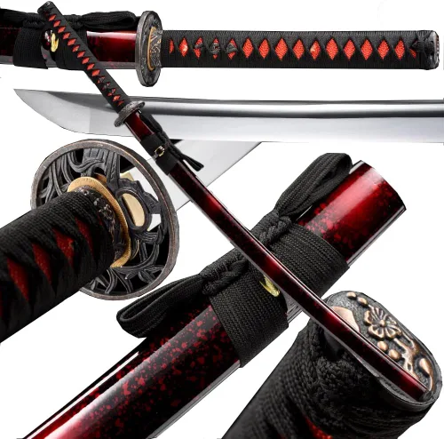 Miniatura 13 de Espada Katana Tradicional Forjada a Mano con Templado de Calor/Arcilla Verdaderas Katanas de Acero al Carbono 1060/1095 T10, Afilar, Espiga