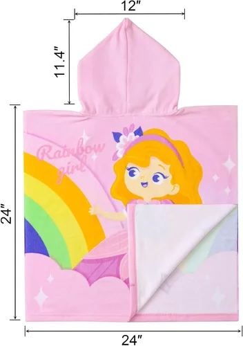 Miniatura 3 de NovForth Toalla de playa para niños y niñas, envoltorio de toalla de baño con capucha, toalla de piscina para niños pequeños con capucha Rainbow Girl