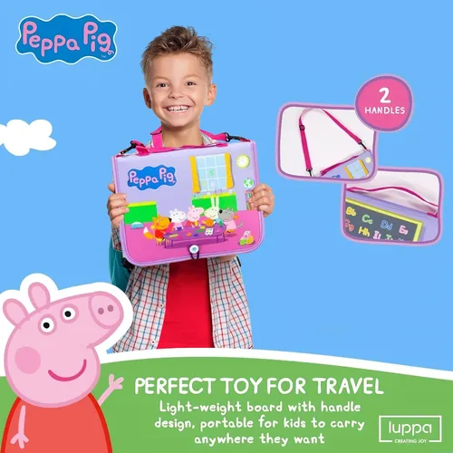 Miniatura 4 de Peppa Pig Tablero Ocupado para Niños Pequeños – Juguetes Montessori para niños de 1, 2, 3, 4 años, Tablero Sensorial de Actividad Educativa