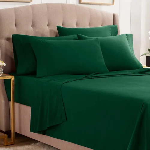 Miniatura 11 de Empyrean Bedding - Juego de sábanas de 6 piezas con correas ajustadas para mayor duración y resistencia, 110 GSM, tejido suave, Microfibra, azul