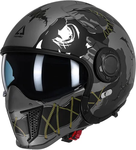Miniatura 17 de TRIANGLE Cascos de motocicleta de cara completa, casco de motocross todoterreno para hombres y mujeres, doble visera con protector solar interno